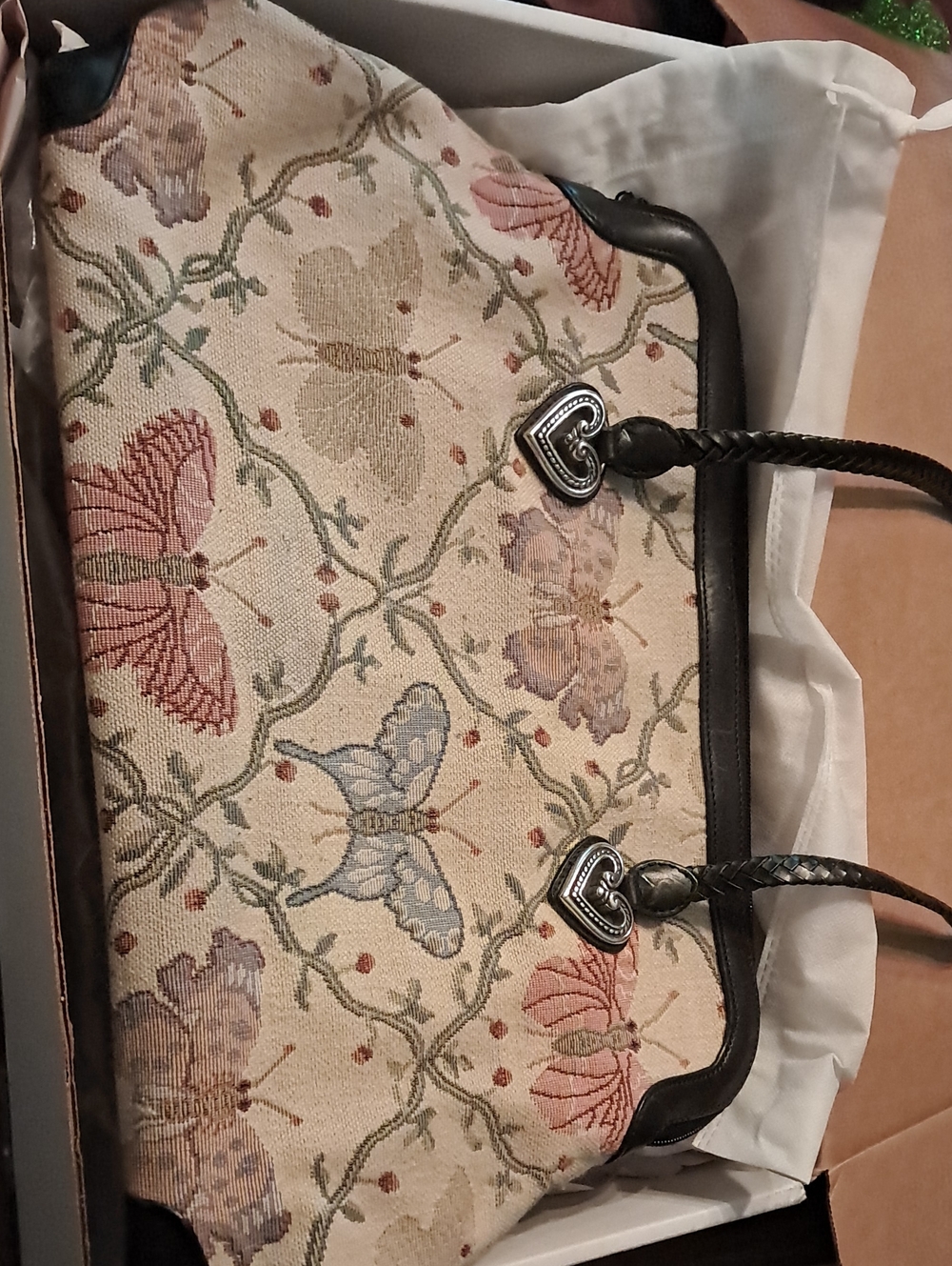Brighton Alyssa Butterfly Tapestry Tote Vintage LIKE NEW